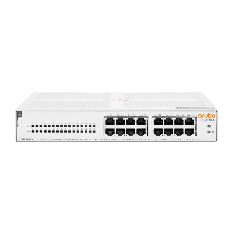 HPE Aruba Instant On 1430 16G Class4 PoE 124W 16-Port unmanaged Switch